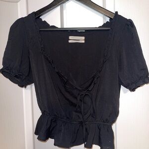 Urban Outfitters Black Ruffle Blouse
